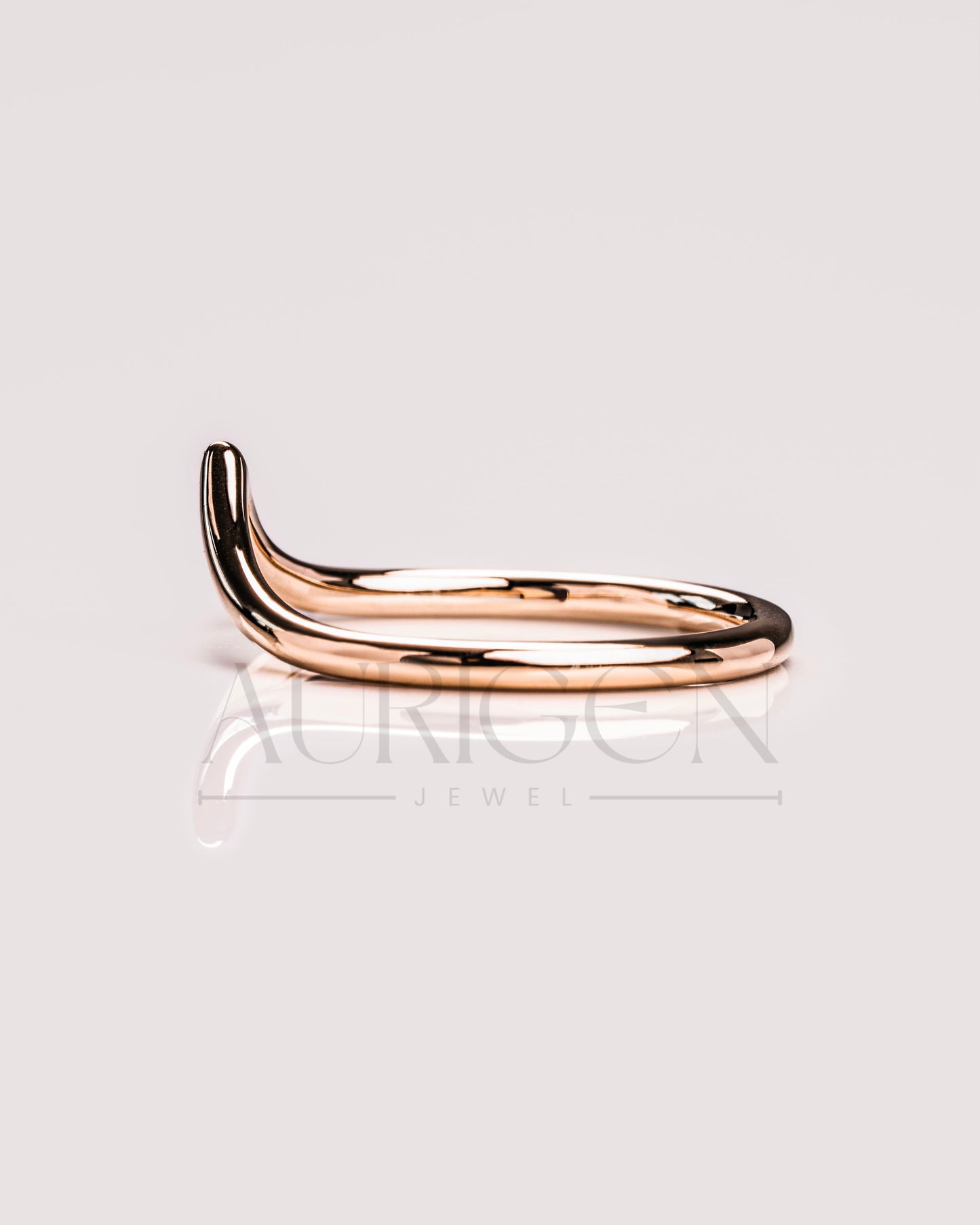 Simple 14K Solid Gold Chevron Engagement Band.