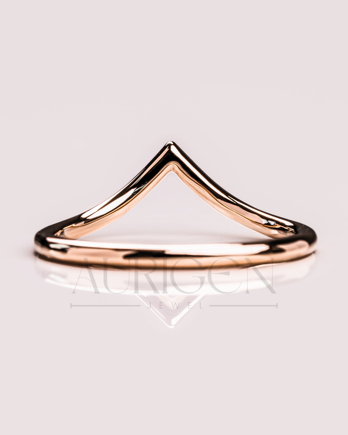 Simple 14K Solid Gold Chevron Engagement Band.