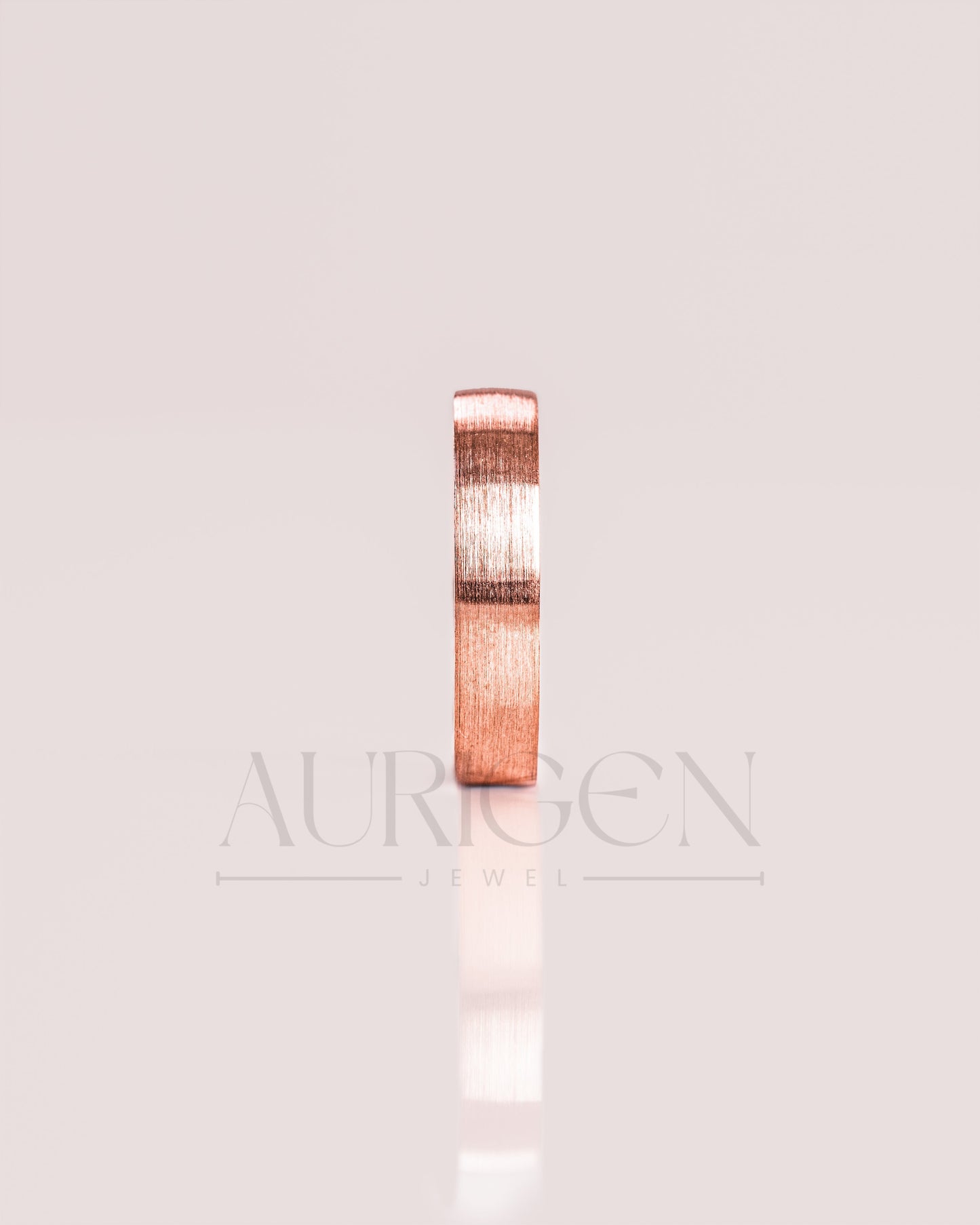 Delicate 14K Rose Gold Engagement Band-Hidden Round Lab Grown & Moissanite Diamond