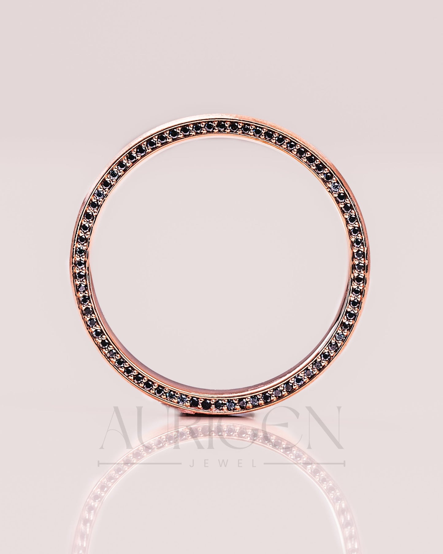 Delicate 14K Rose Gold Engagement Band-Hidden Round Lab Grown & Moissanite Diamond
