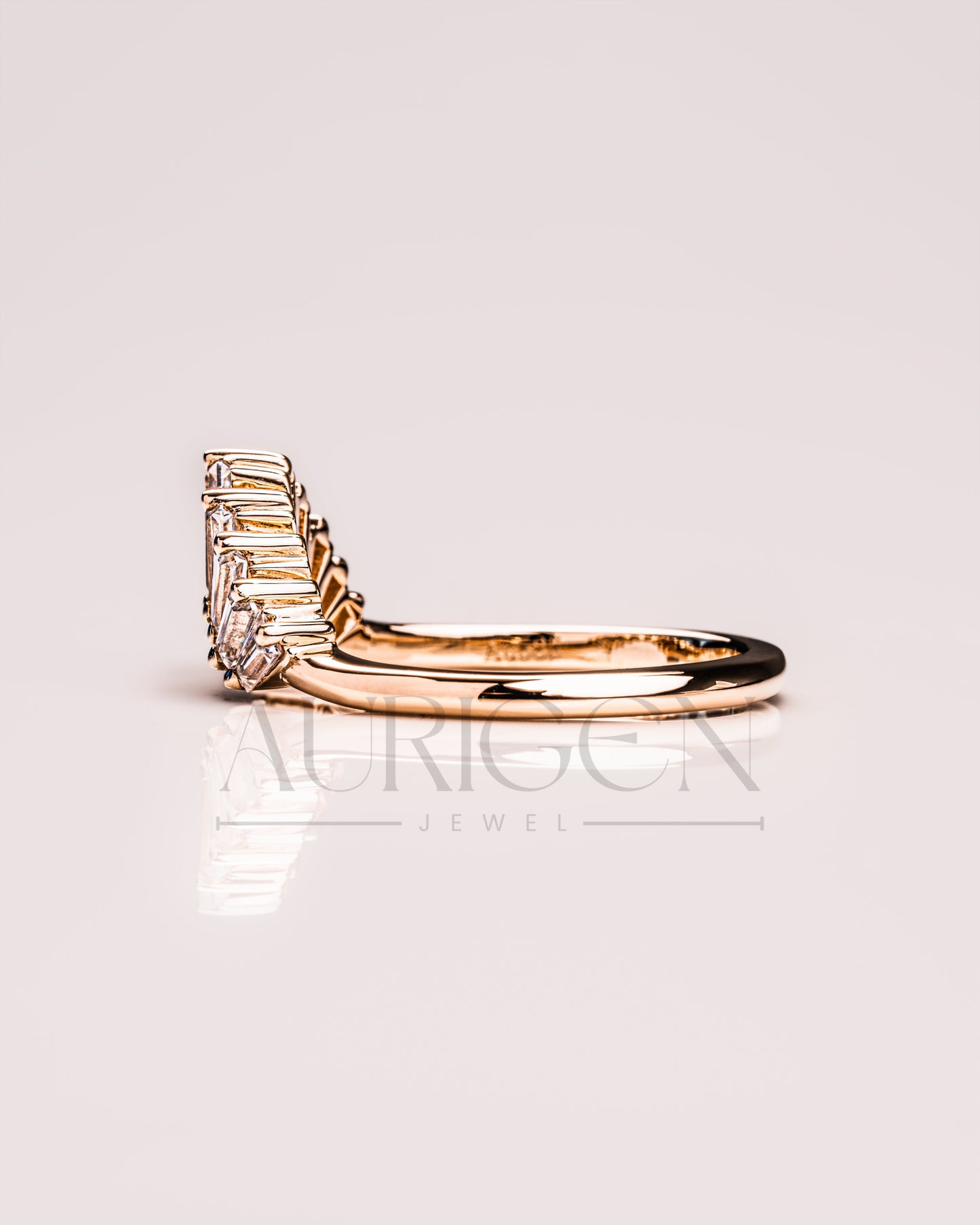 Baguette Cut Curved Designed Band-Lab Grown and Moissanite Diamond