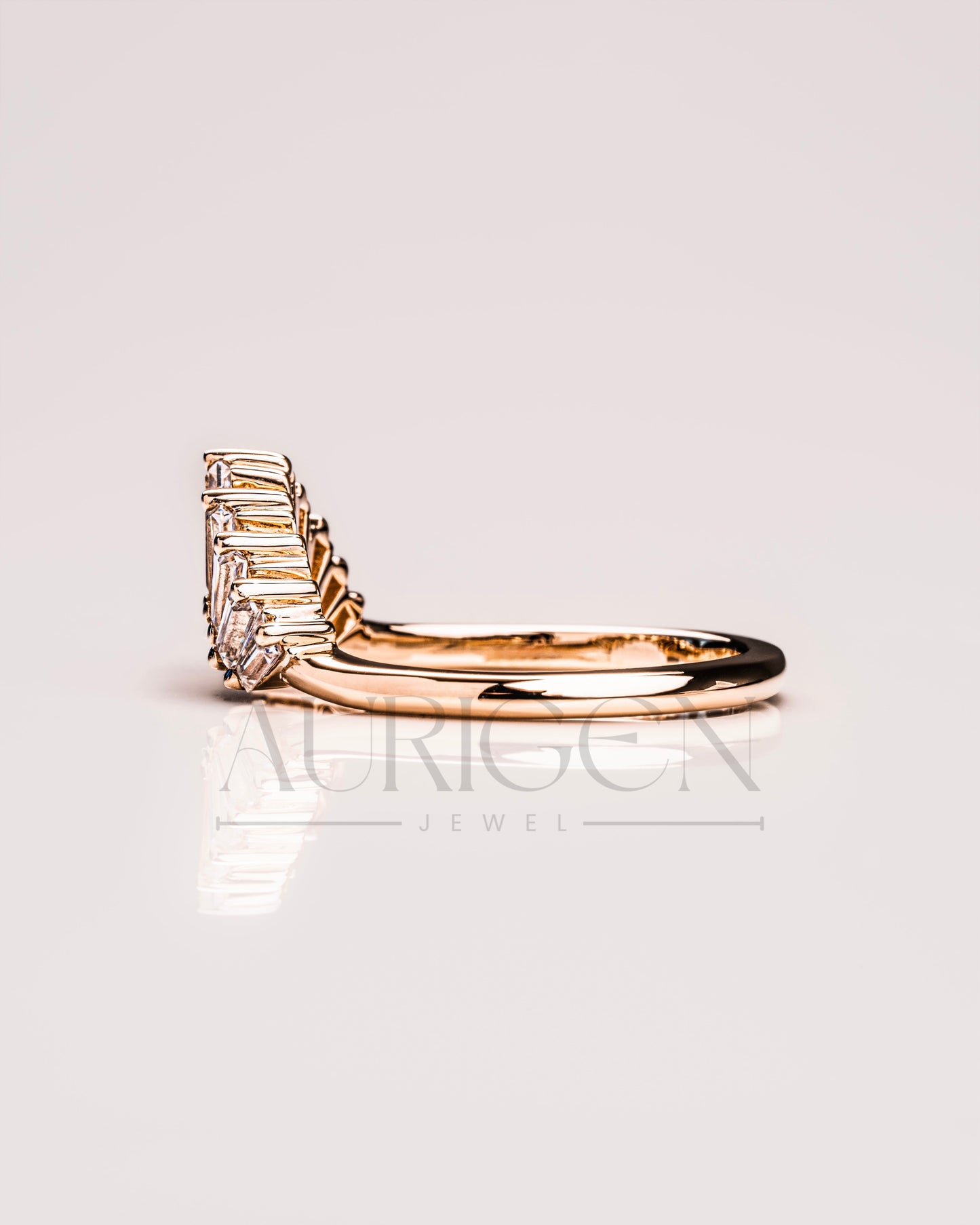 Baguette Cut Curved Designed Band-Lab Grown and Moissanite Diamond