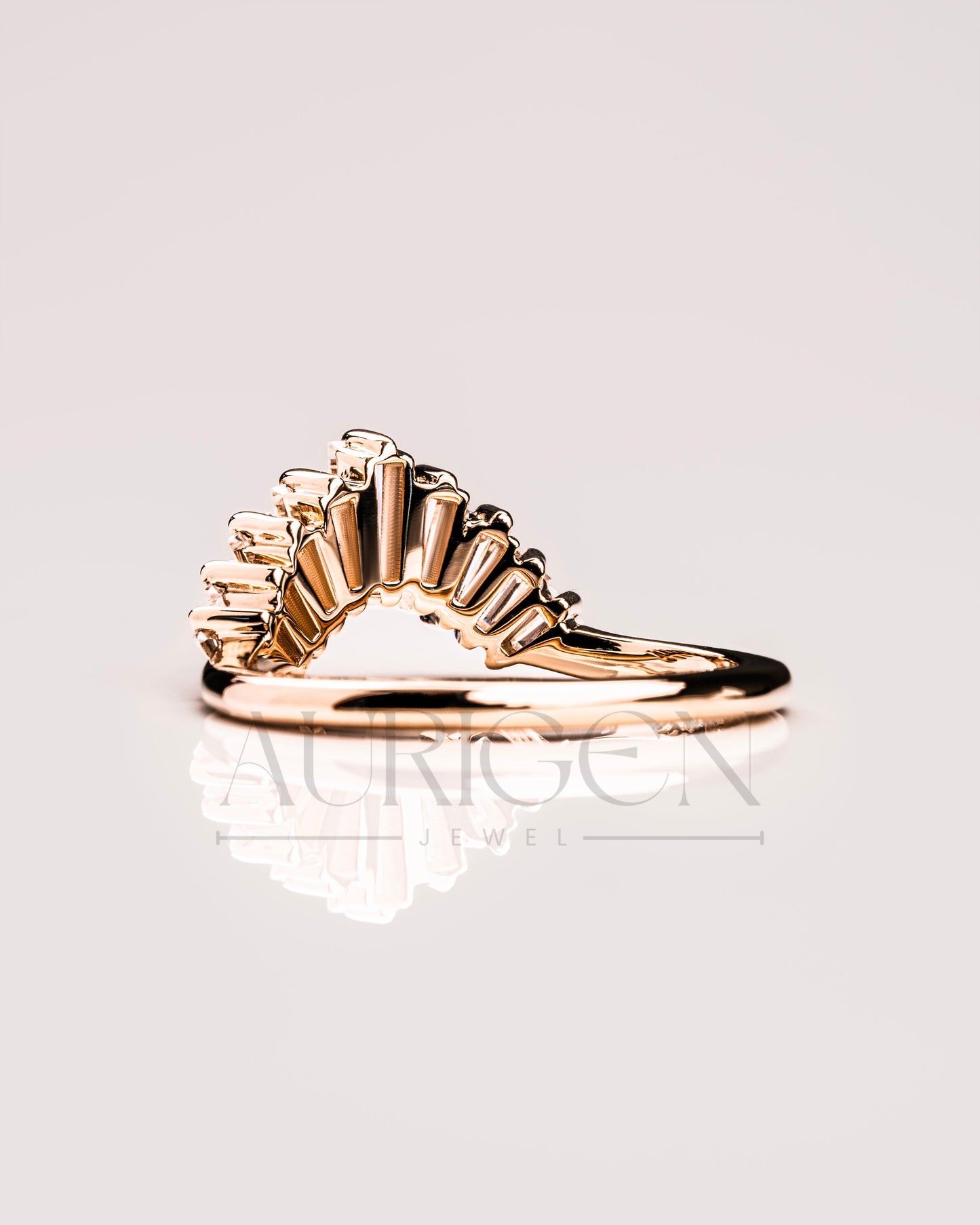 Baguette Cut Curved Designed Band-Lab Grown and Moissanite Diamond