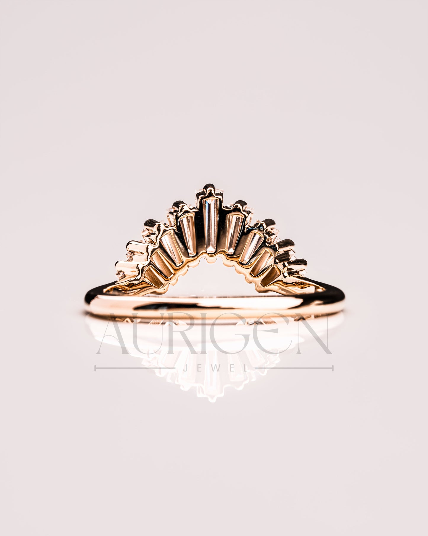 Baguette Cut Curved Designed Band-Lab Grown and Moissanite Diamond