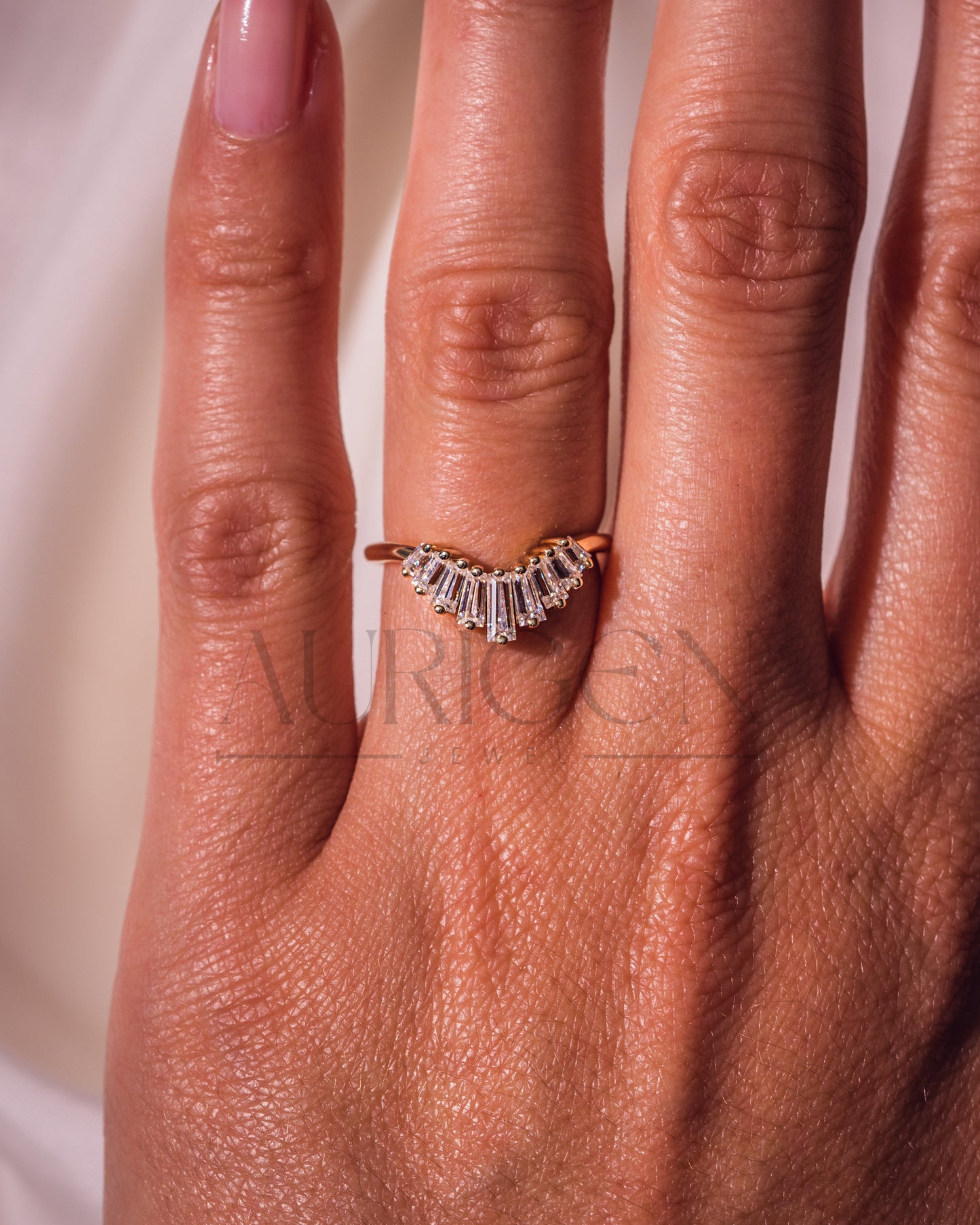 Baguette Cut Curved Designed Band-Lab Grown and Moissanite Diamond