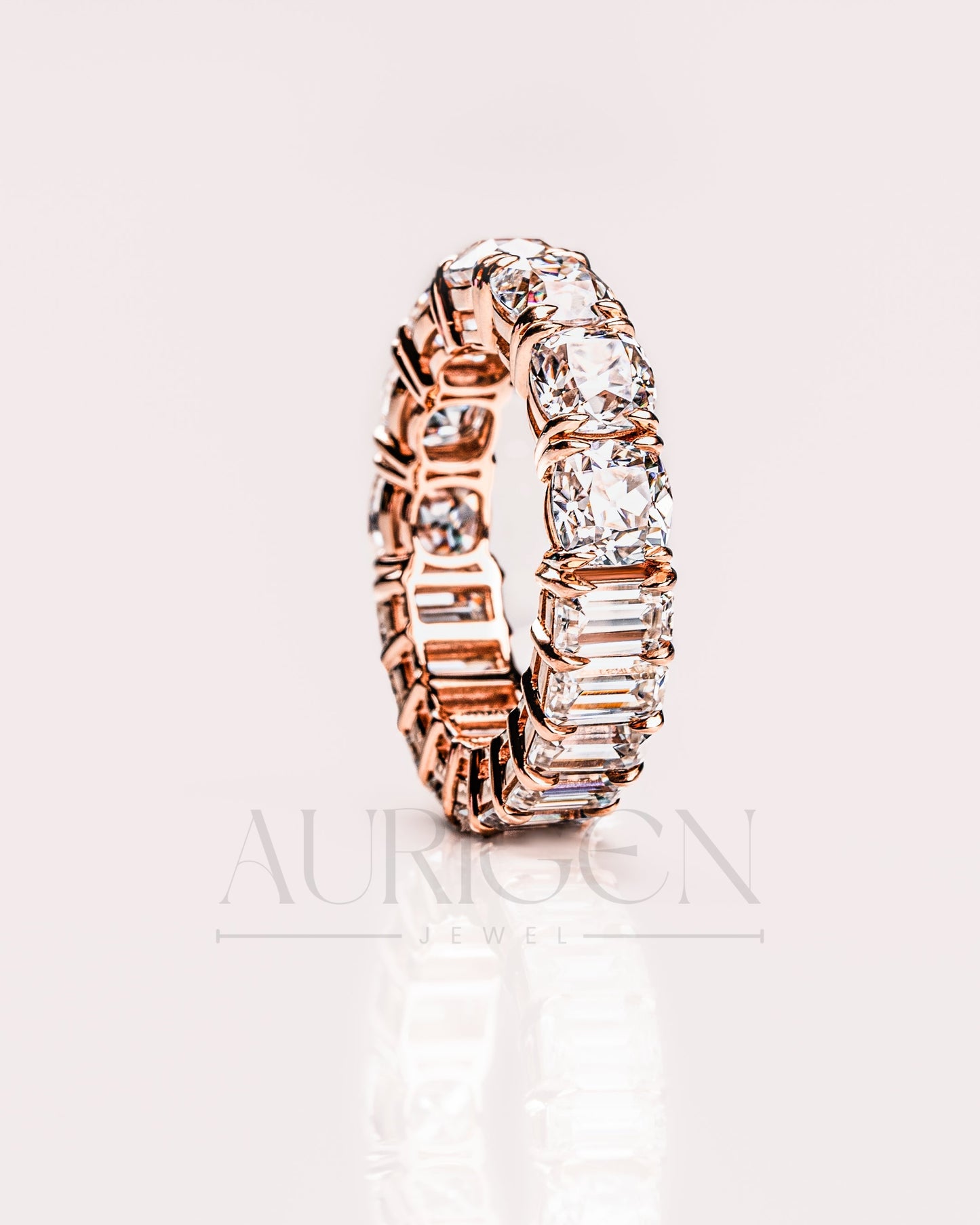 Cushion and Emerald Cut Full Eternity Band - Lab Grown & Moissanite Diamond