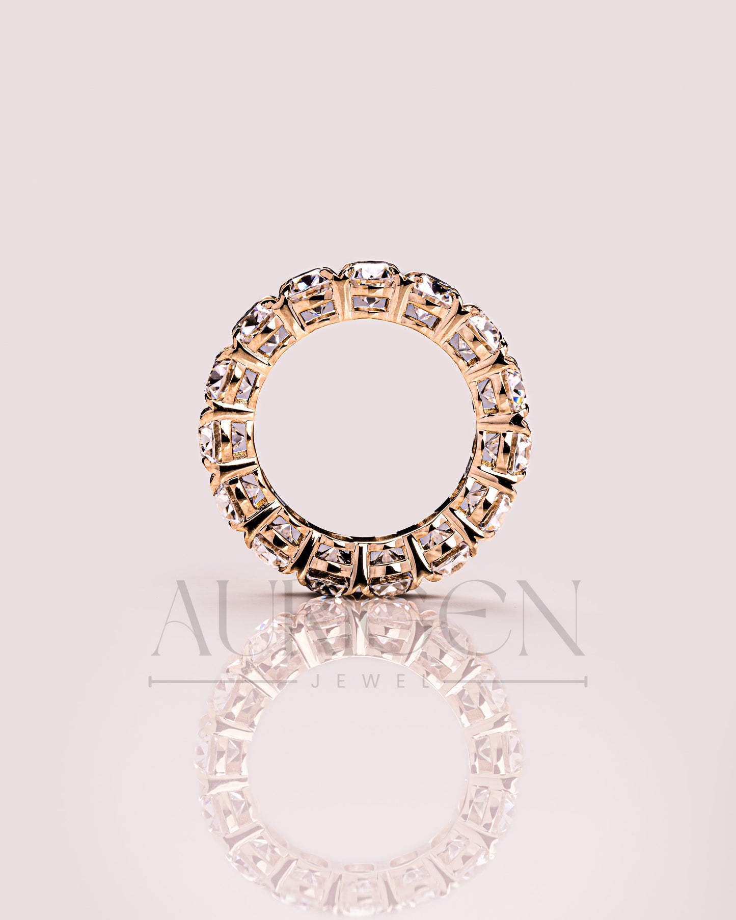 Luxurious Elongated Cushion Moissanite & Leb Diamond Full Eternity Band in 14K Solid Gold