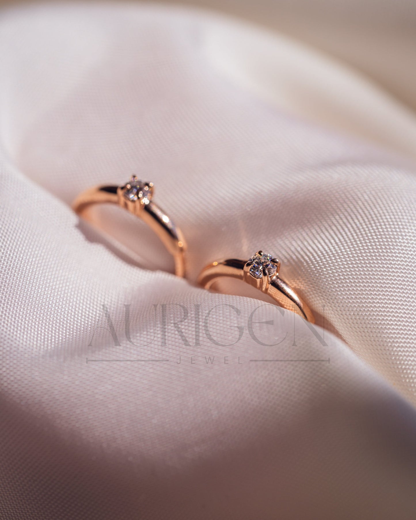 Round Cut Moissanite and Lab Grown Diamond 14k Rose Gold Huggie Hoop Earrings