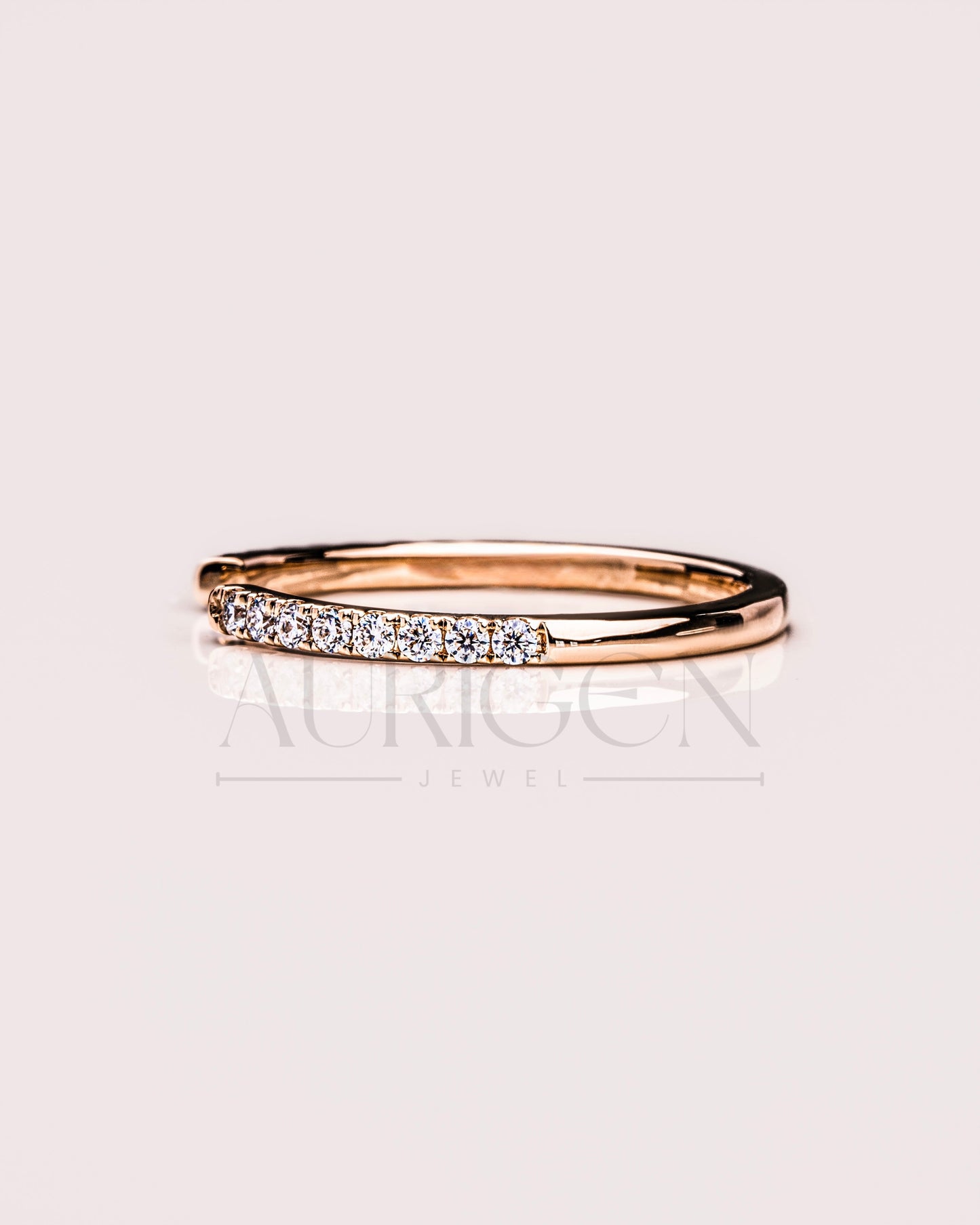 Fancy Round Cut Pave Set Engagement Band-Lab Grown and Moissanite Diamond