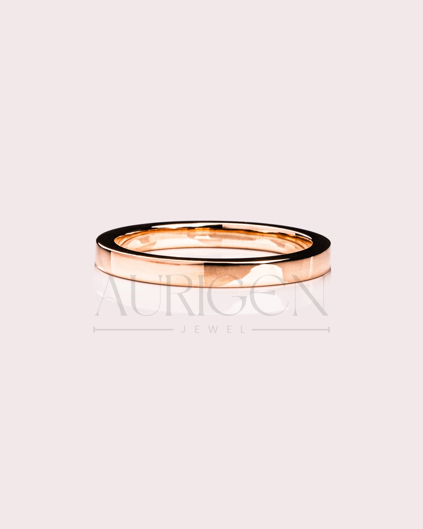 Unisex Plain 14K Solid Gold Wedding Band