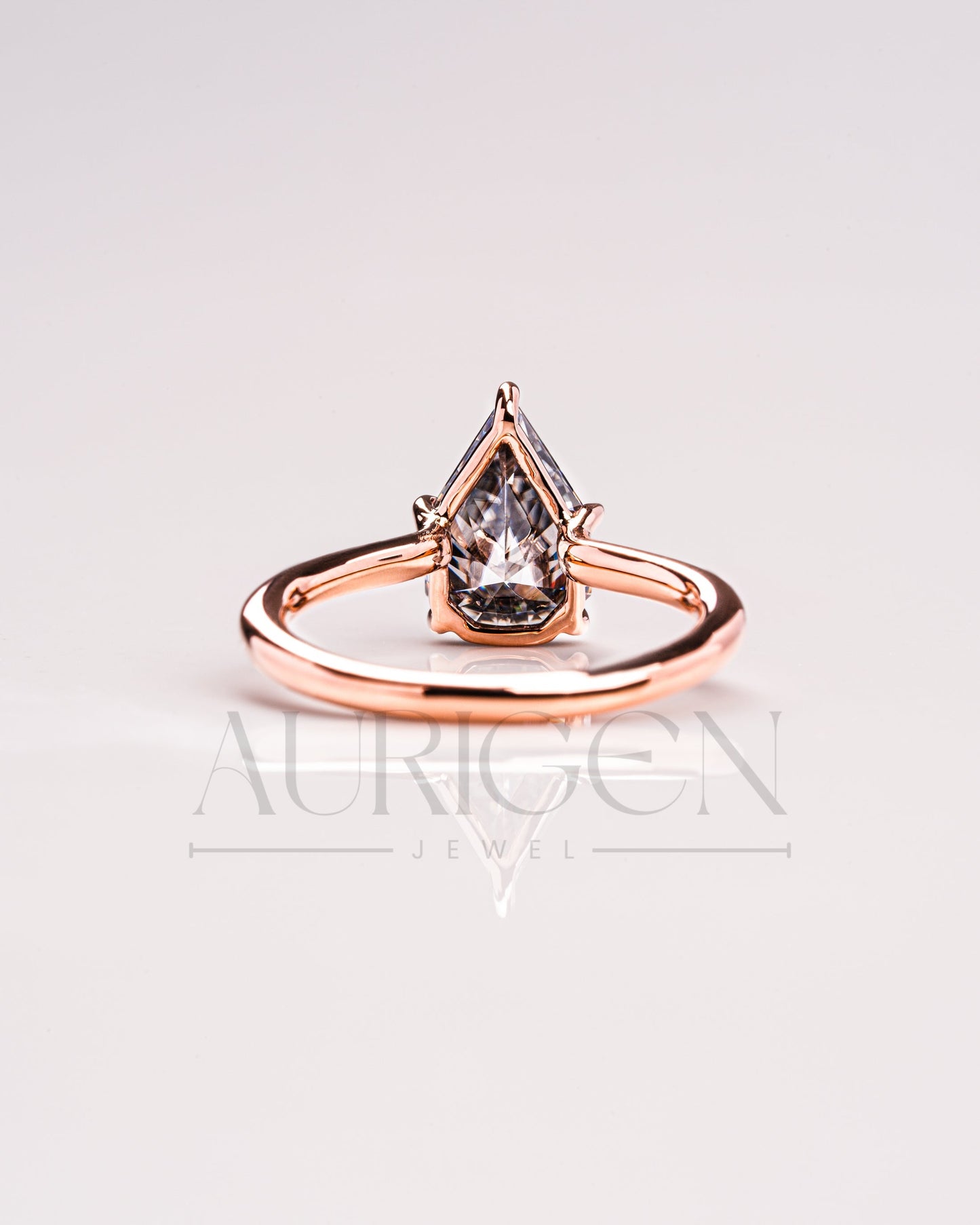 Handcrafted Pear Cut Moissanite and Lab Grown Diamond Engagement Ring