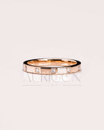 14k Rose Gold Round Moissanite & Leb Diamond Band for Women