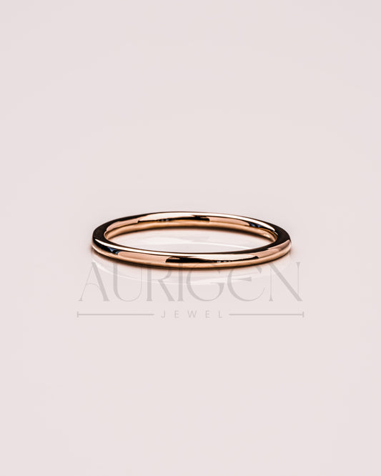 Plain 18K Rose Gold Stacking Engagement Band.