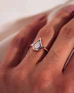 Shield Cut Moissanite and Lab Grown Diamond Ring With Bezel Setting