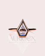 Shield Cut Moissanite and Lab Grown Diamond Ring With Bezel Setting