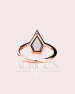 Shield Cut Moissanite and Lab Grown Diamond Ring With Bezel Setting