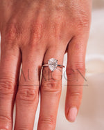 Solitaire Pear Cut Moissanite and Lab Grown Engagement Ring in White Gold