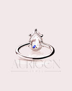 Solitaire Pear Cut Moissanite and Lab Grown Engagement Ring in White Gold