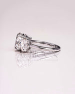 Three Stone Oval Cut Engagement Ring in Solid Gold – Ice Crushed Moissanite and Lab Diamond