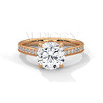 2 Ct Round Cut Diamond Engagement Ring Round Diamond Pave Band in 14K Solid Gold