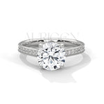 2 Ct Round Cut Diamond Engagement Ring Round Diamond Pave Band in 14K Solid Gold