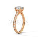 2 Ct Round Cut Diamond Engagement Ring Round Diamond Pave Band in 14K Solid Gold