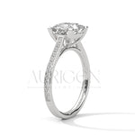 14K Solid Gold Princess Cut Diamond Engagement Ring with Pave Band