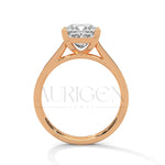 14K Solid Gold Princess Cut Diamond Engagement Ring with Pave Band