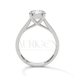 Classic 4 Prong Round Diamond Engagement Ring with Pave Band in 14K Solid Gold