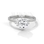 2 Ct Round Brilliant Cut Diamond Engagement Ring with Pave Diamond Band in 14K Solid Gold