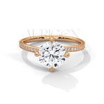 2 Ct Round Brilliant Cut Diamond Engagement Ring with Pave Diamond Band in 14K Solid Gold