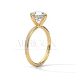 2 Ct Round Brilliant Cut Diamond Engagement Ring with Pave Diamond Band in 14K Solid Gold