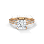 2 Ct Modern Princess Cut Diamond Ring in 14K Solid Gold with Pave Setting