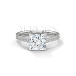 2 Ct Modern Princess Cut Diamond Ring in 14K Solid Gold with Pave Setting