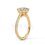 2 Ct Modern Princess Cut Diamond Ring in 14K Solid Gold with Pave Setting
