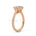 2 Ct Modern Princess Cut Diamond Ring in 14K Solid Gold with Pave Setting