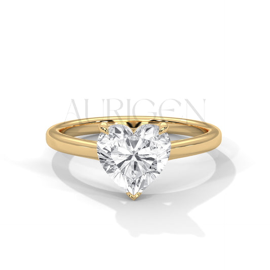 2 Ct Romantic Heart Shaped Diamond Solitaire Ring in 14K Solid Gold