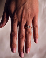 14K Solid Gold Elongated Hexagon Cut Moissanite and Lab Grown Diamond Ring