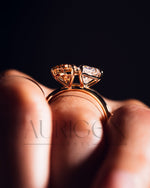 14k Solid Gold Two-Stone Pear Cut Lab Grown and Moissanite Diamond Engagement Ring
