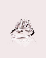 Marquise & Pear Moissanite and Leb Toi et Moi and Hidden Halo Ring 14K White Gold