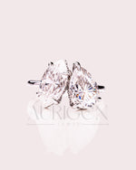Marquise & Pear Moissanite and Leb Toi et Moi and Hidden Halo Ring 14K White Gold