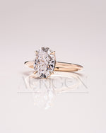 Crushed Ice Oval Solitaire Engagement Ring 4-Prong Moissanite and Leb Grown Ring