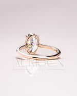 Crushed Ice Oval Solitaire Engagement Ring 4-Prong Moissanite and Leb Grown Ring