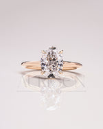 Crushed Ice Oval Solitaire Engagement Ring 4-Prong Moissanite and Leb Grown Ring