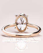 Crushed Ice Oval Solitaire Engagement Ring 4-Prong Moissanite and Leb Grown Ring