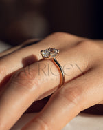 Crushed Ice Oval Solitaire Engagement Ring 4-Prong Moissanite and Leb Grown Ring