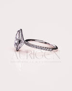 Pear Cut Halo & Pave Engagement Ring with Moissanite and Lab Diamond – 14K Solid Gold