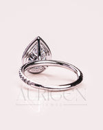 Pear Cut Halo & Pave Engagement Ring with Moissanite and Lab Diamond – 14K Solid Gold