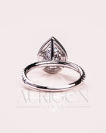 Pear Cut Halo & Pave Engagement Ring with Moissanite and Lab Diamond – 14K Solid Gold