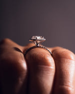 Pear Cut Halo & Pave Engagement Ring with Moissanite and Lab Diamond – 14K Solid Gold